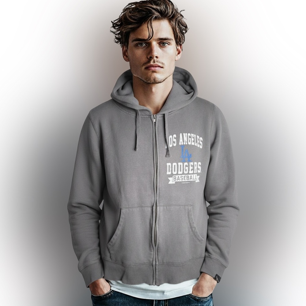 Los Angeles Dodgers - 5th & Ocean Gray Baseball Hoodie XL